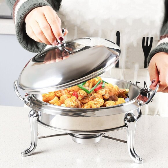 SOGA Gold Stainless Steel Round Chafing Dish – Buffet Food Warmer & Catering Ser - Picture 5 of 14